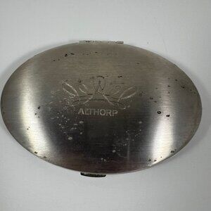Althorp Engraved Satin Silver-Plated Oval Compact Mirror With Box